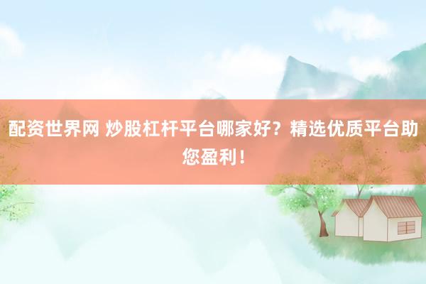 配资世界网 炒股杠杆平台哪家好？精选优质平台助您盈利！