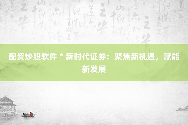 配资炒股软件 * 新时代证券：聚焦新机遇，赋能新发展