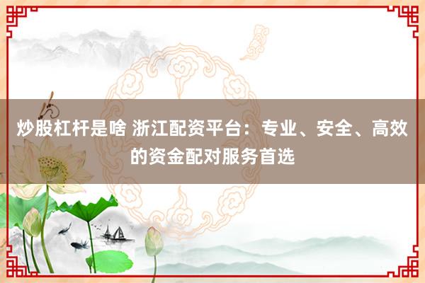 炒股杠杆是啥 浙江配资平台：专业、安全、高效的资金配对服务首选