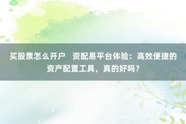 买股票怎么开户   资配易平台体验：高效便捷的资产配置工具，真的好吗？