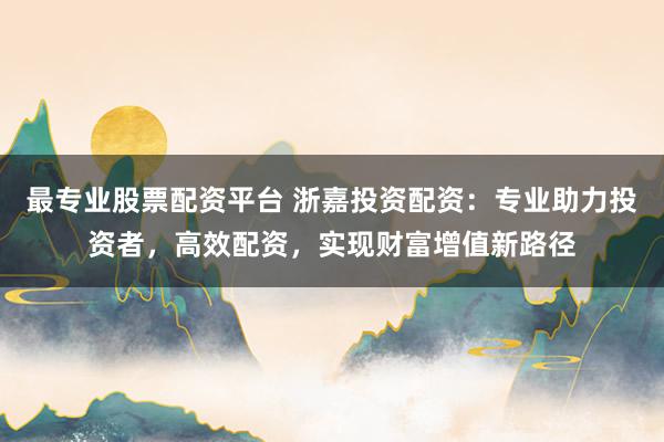 最专业股票配资平台 浙嘉投资配资：专业助力投资者，高效配资，实现财富增值新路径