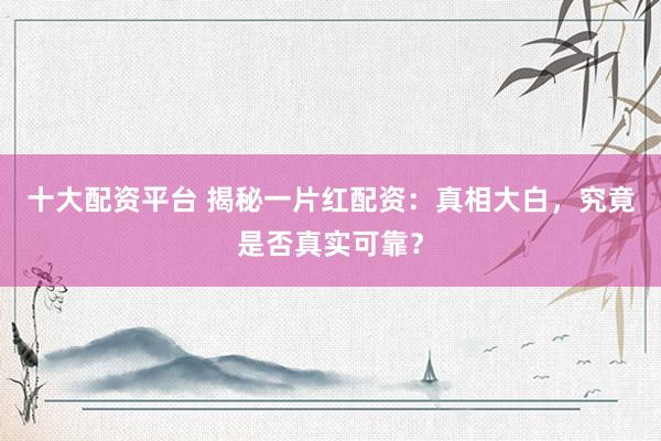 十大配资平台 揭秘一片红配资：真相大白，究竟是否真实可靠？