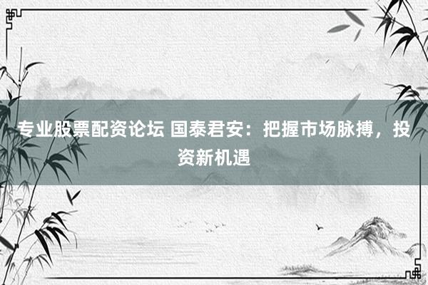 专业股票配资论坛 国泰君安：把握市场脉搏，投资新机遇