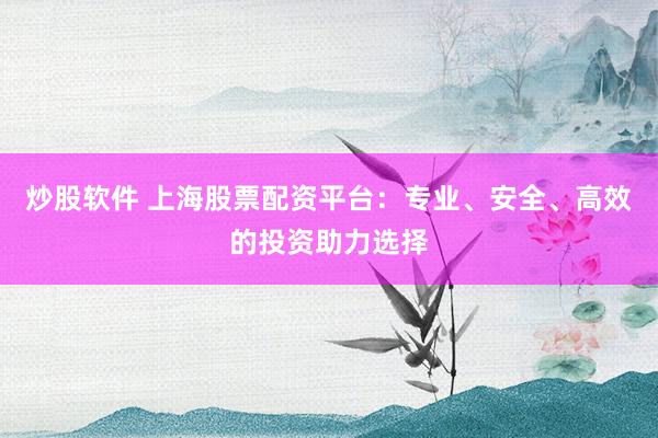 炒股软件 上海股票配资平台：专业、安全、高效的投资助力选择