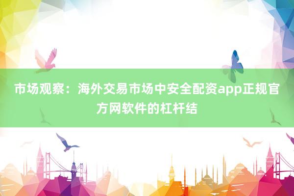市场观察:海外交易市场中安全配资app正规官方网软件的杠杆结