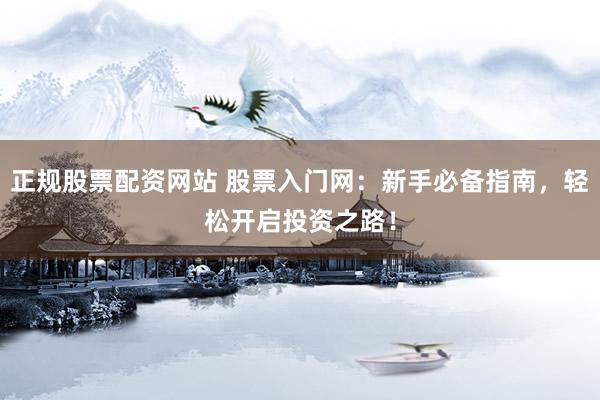 正规股票配资网站 股票入门网：新手必备指南，轻松开启投资之路！